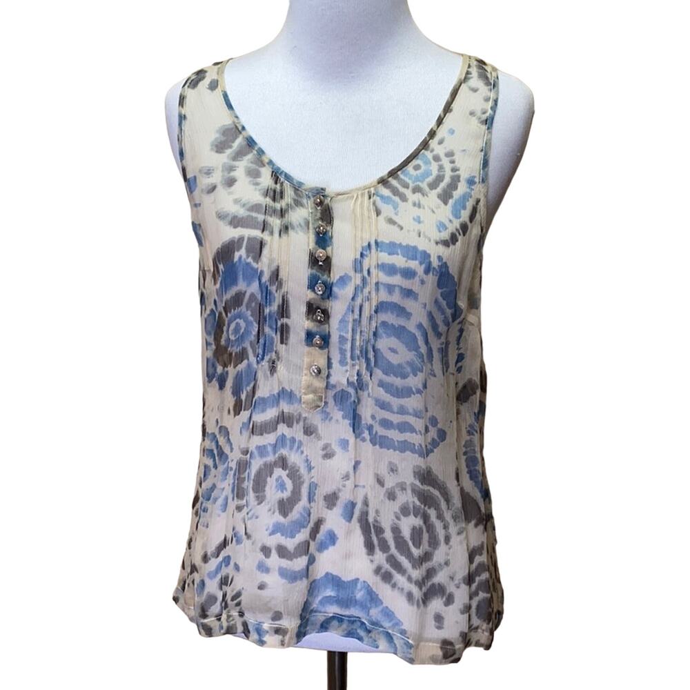 Workers for Freedom 100% Silk Racerback Sheer Swirl Blouse Tank Top NWT 12